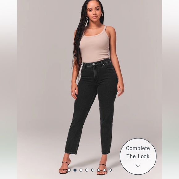 Abercrombie & Fitch Denim - ABERCROMBIE black the mom high rise jean curve love